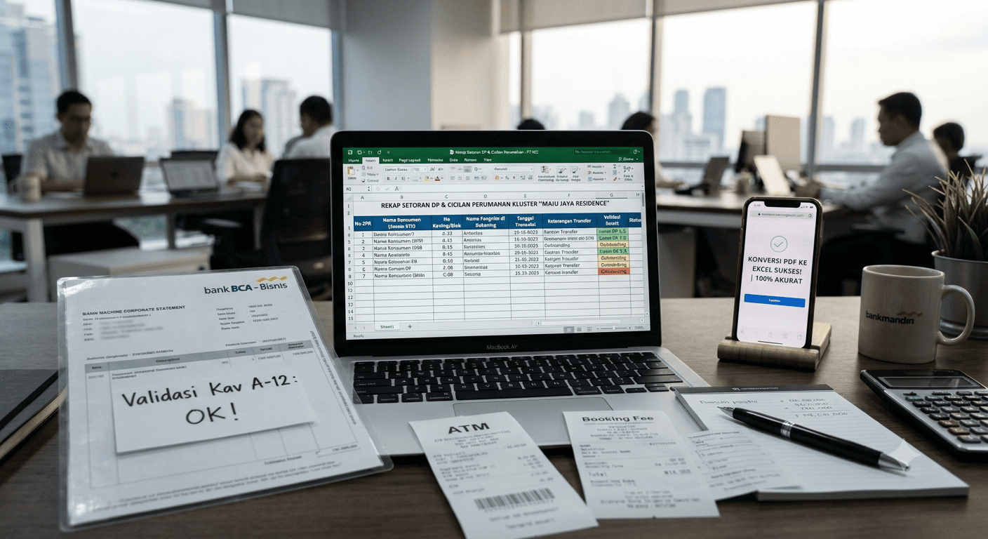 Cara Developer Properti Rekap Setoran DP Rumah dari Rekening Koran Excel